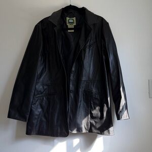 Classic Black Leather Blazer Jacket